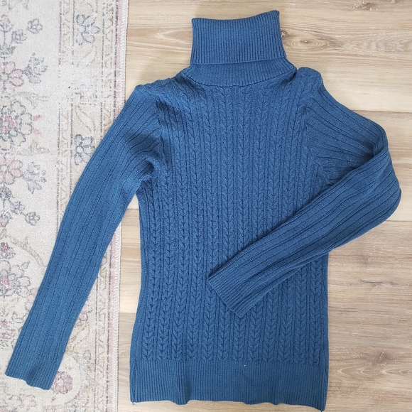 Teal Blue Turtleneck Sweater - Picture 2 of 2